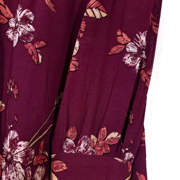 ASTR Kirsten High Neck Sheer Long Sleeve Mini Dress Wine Burgundy Red Medium - Picture 6 of 14